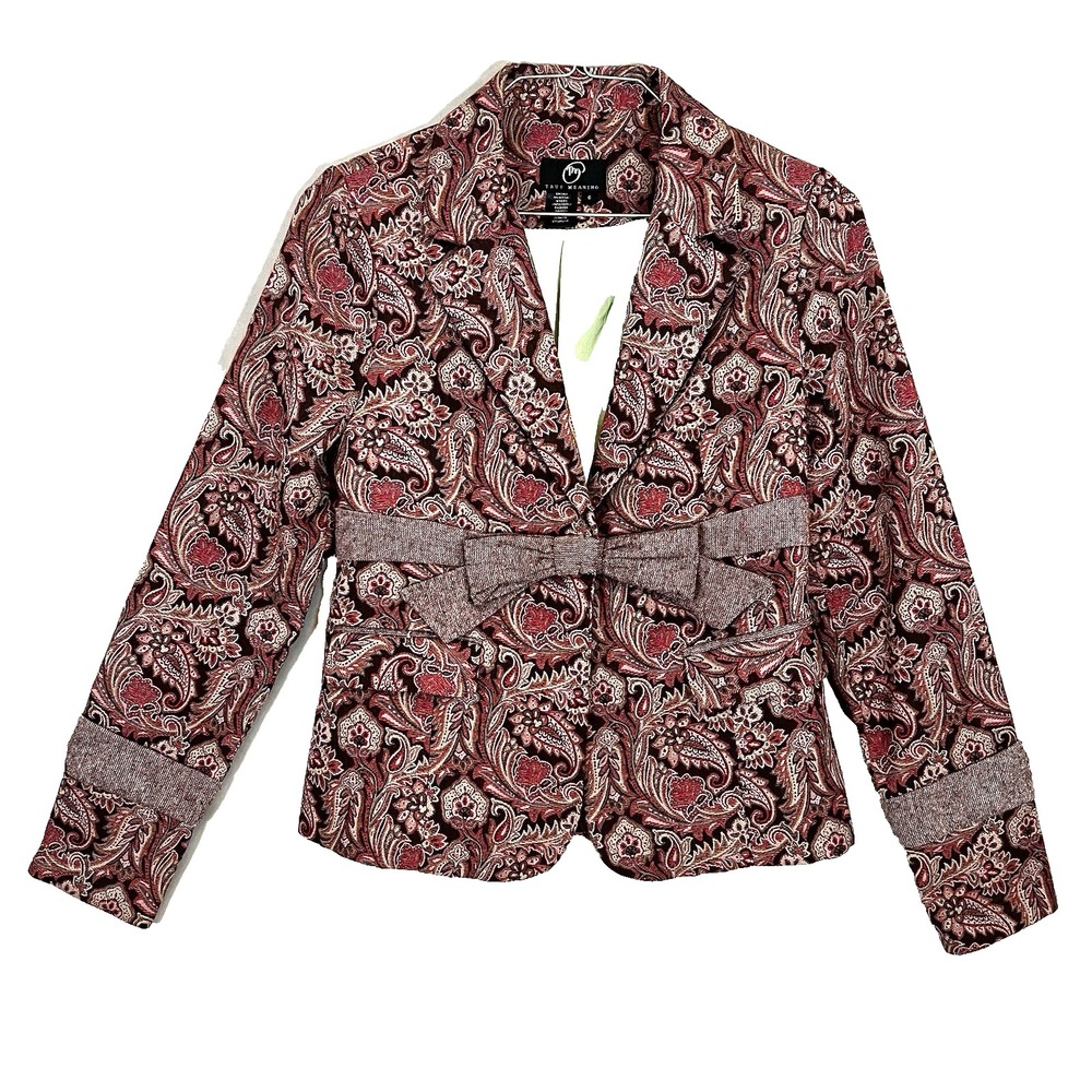 True Meaning Blazer Burgundy Pink Paisley‎ Women's Size 6